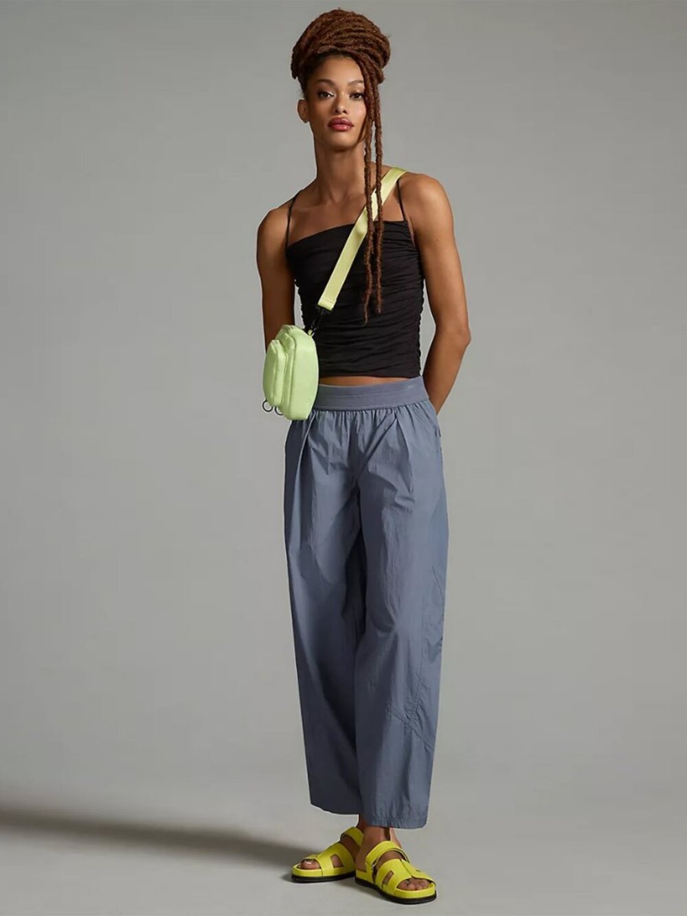 Anthropologie Daily Practice Blue Wide Leg Pant Windpant Athleisure Sporty small